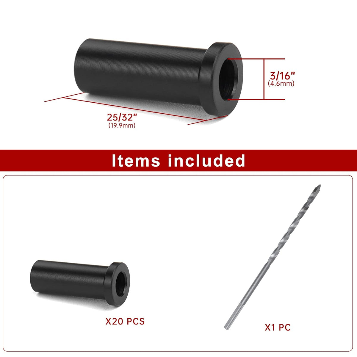 Black Cable Railing Kit Protector Sleeves Grommet for 1/8 5/32 3/16 Wire Rope Wood Posts Deck Stair Railing POM U9748