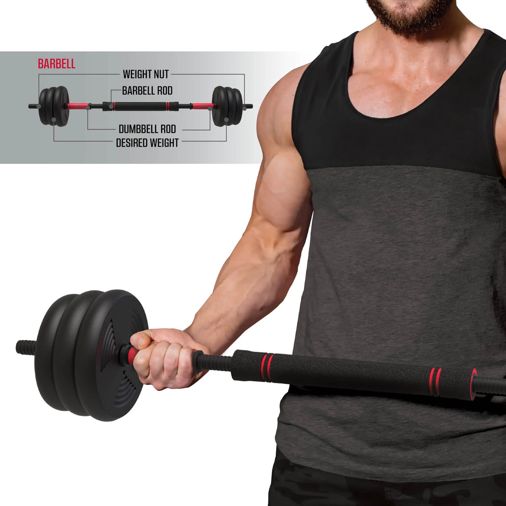 60 lbs. 4-in-1 Adjustable Dumbbell, Barbell, and Kettlebell Weight Set V2063