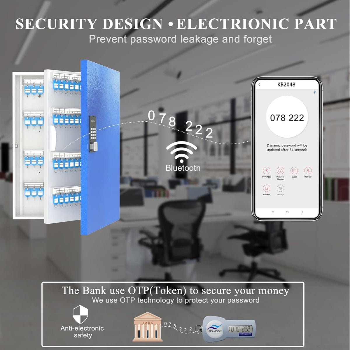 Smart Lock Key Box Wall Mount Metal Key Cabinet X63129