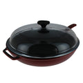 Red French Enameled Cast Iron Fry Pan with Glass Lid Z2140