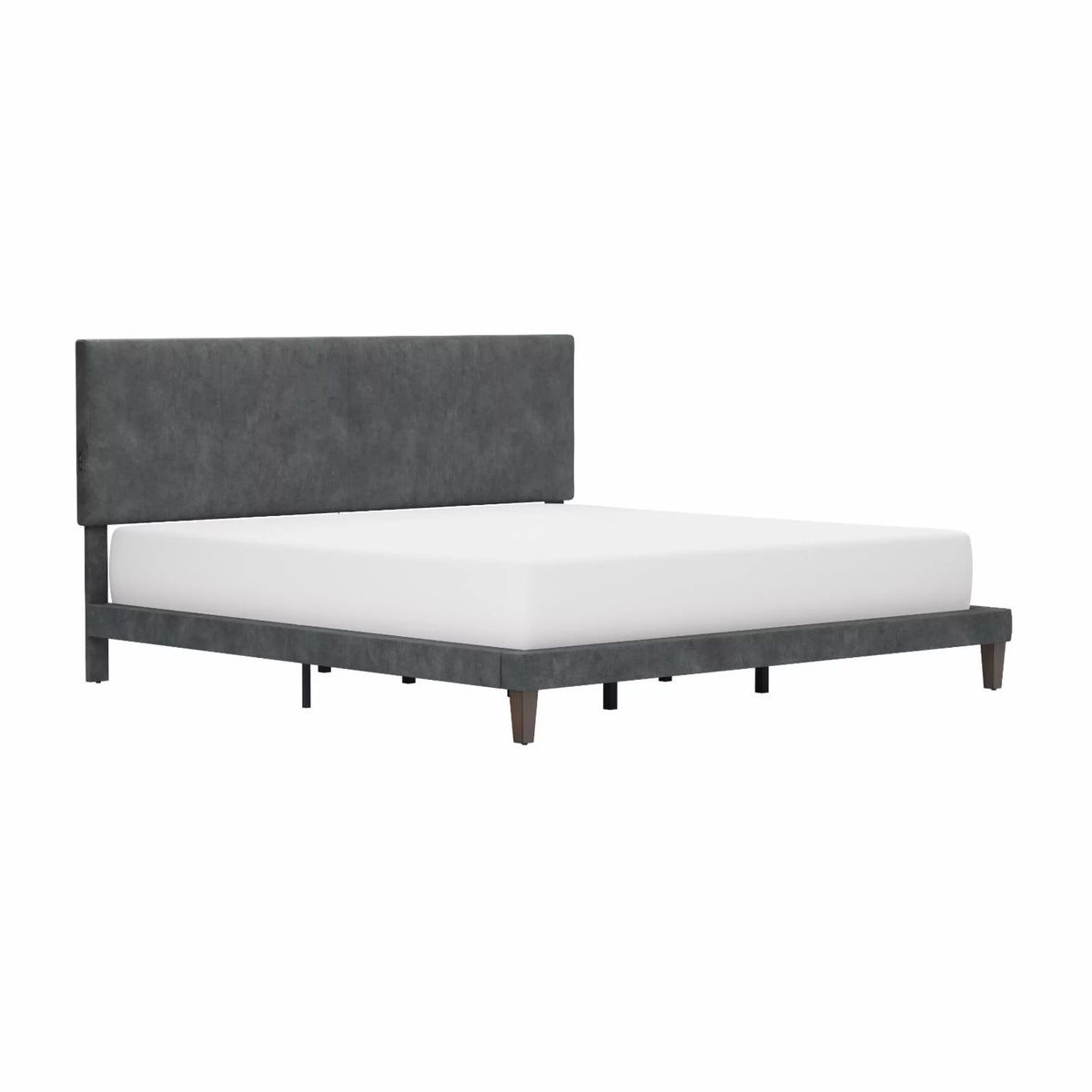 King Upholstered Platform Bed with 2 USB Ports L2327
