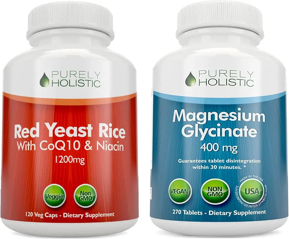 Red Yeast Rice 1200mg with CoQ10 & Niacin + Magnesium Glycinate 400mg 120 Capsules + 270 Tablets X3145