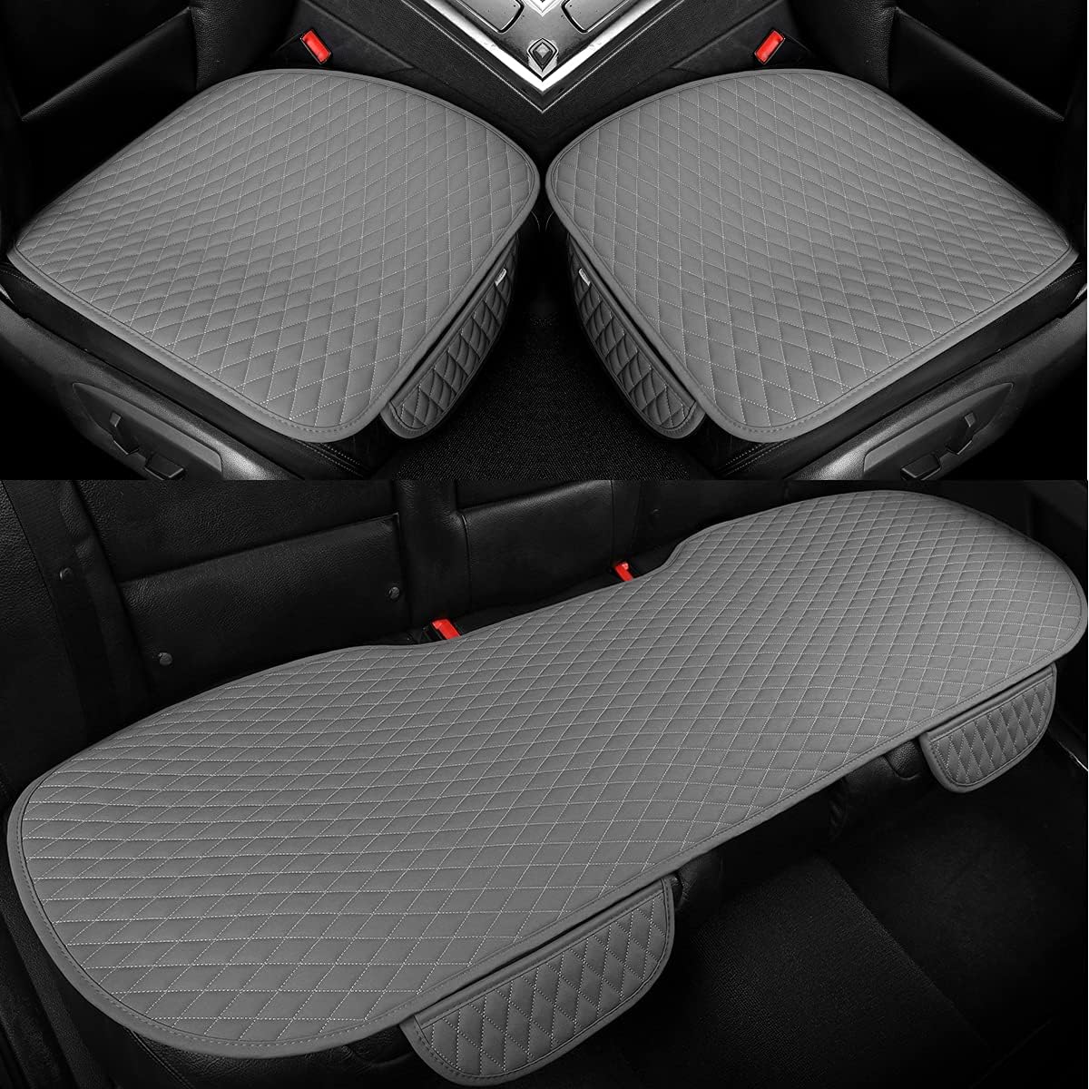 Beige Pu Leather Car Seat Bottom Covers, Pack of 2 K986