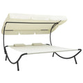 Outdoor Lounge Bed with Canopy and Pillows Fabric Steel Frame Cream Z974478