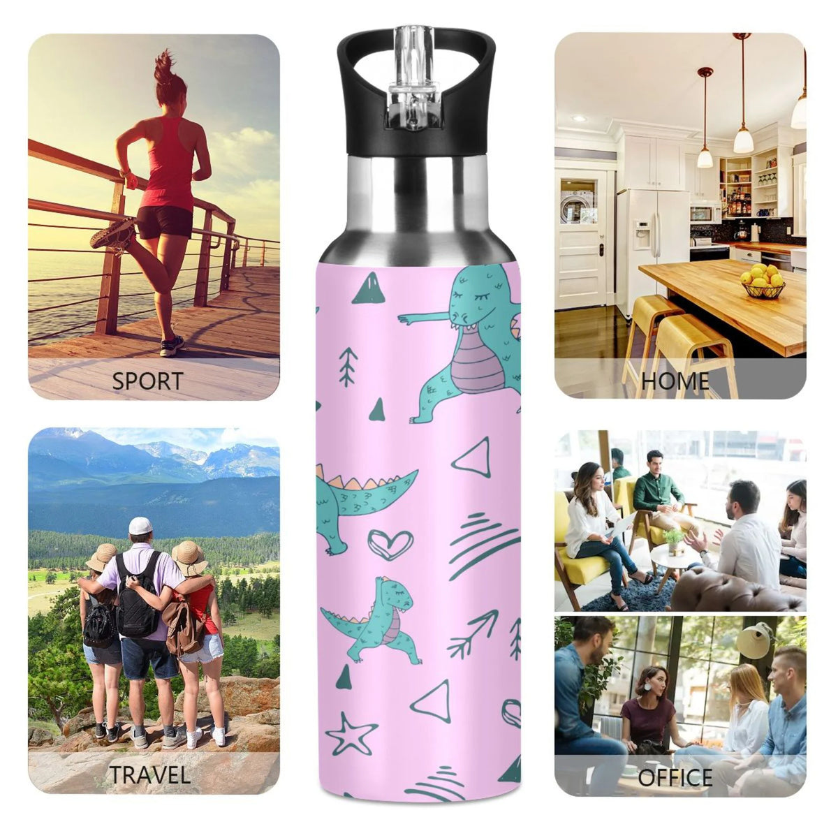 Stainless Steel Vacuum Insulated Water Bottle with Straw Lid 20 OZ J38696