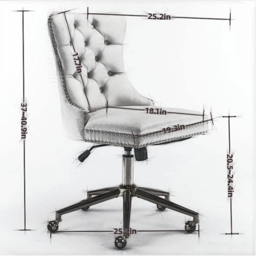 Beige Armless Adjustable Swivel Chair with Wheels E801