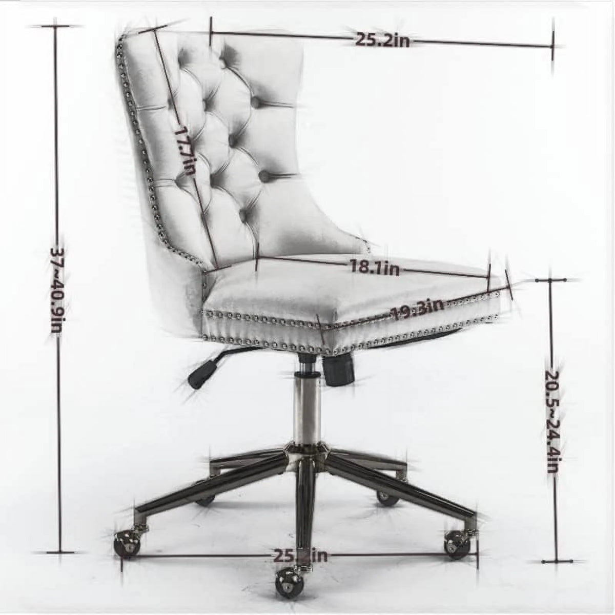 Beige Armless Adjustable Swivel Chair with Wheels E801