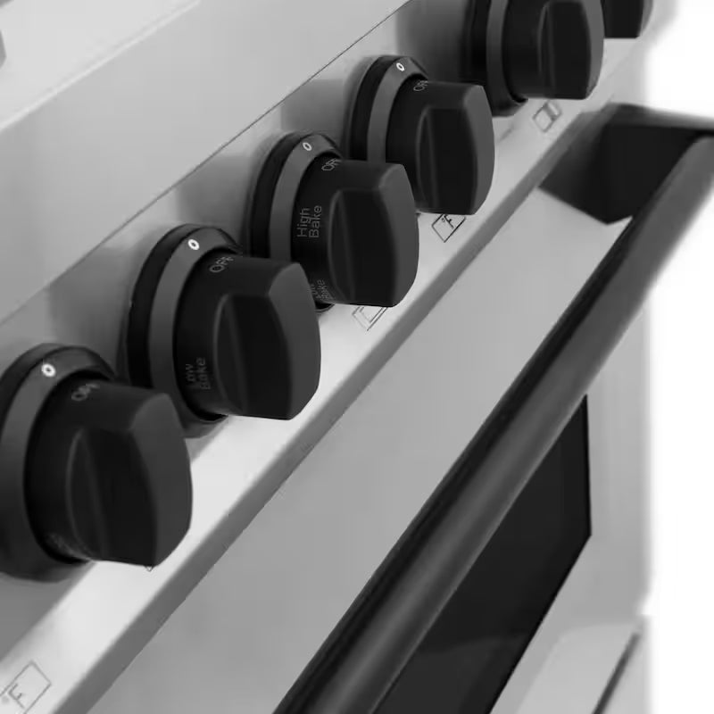 48 in. 7 Burner Double Oven Dual Fuel Range in Stainless Steel and Matte Black B56263