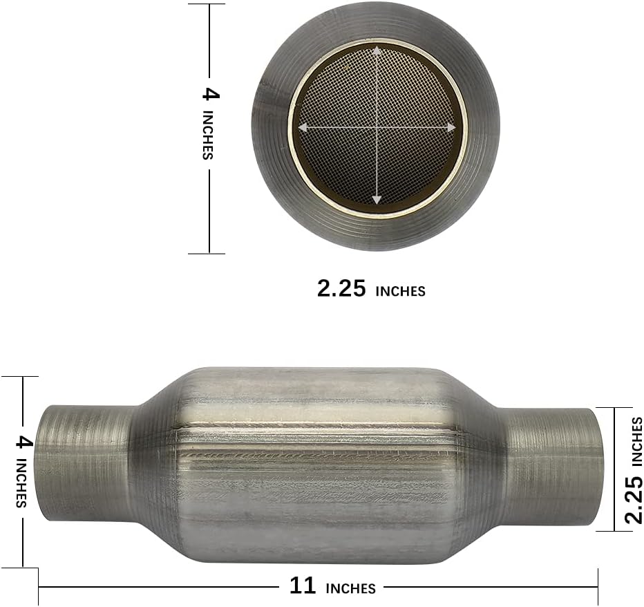 2.25" Inlet/Outlet Universal Catalytic Converter, High Flow Exhaust Pipe, Pack of 2 X36163