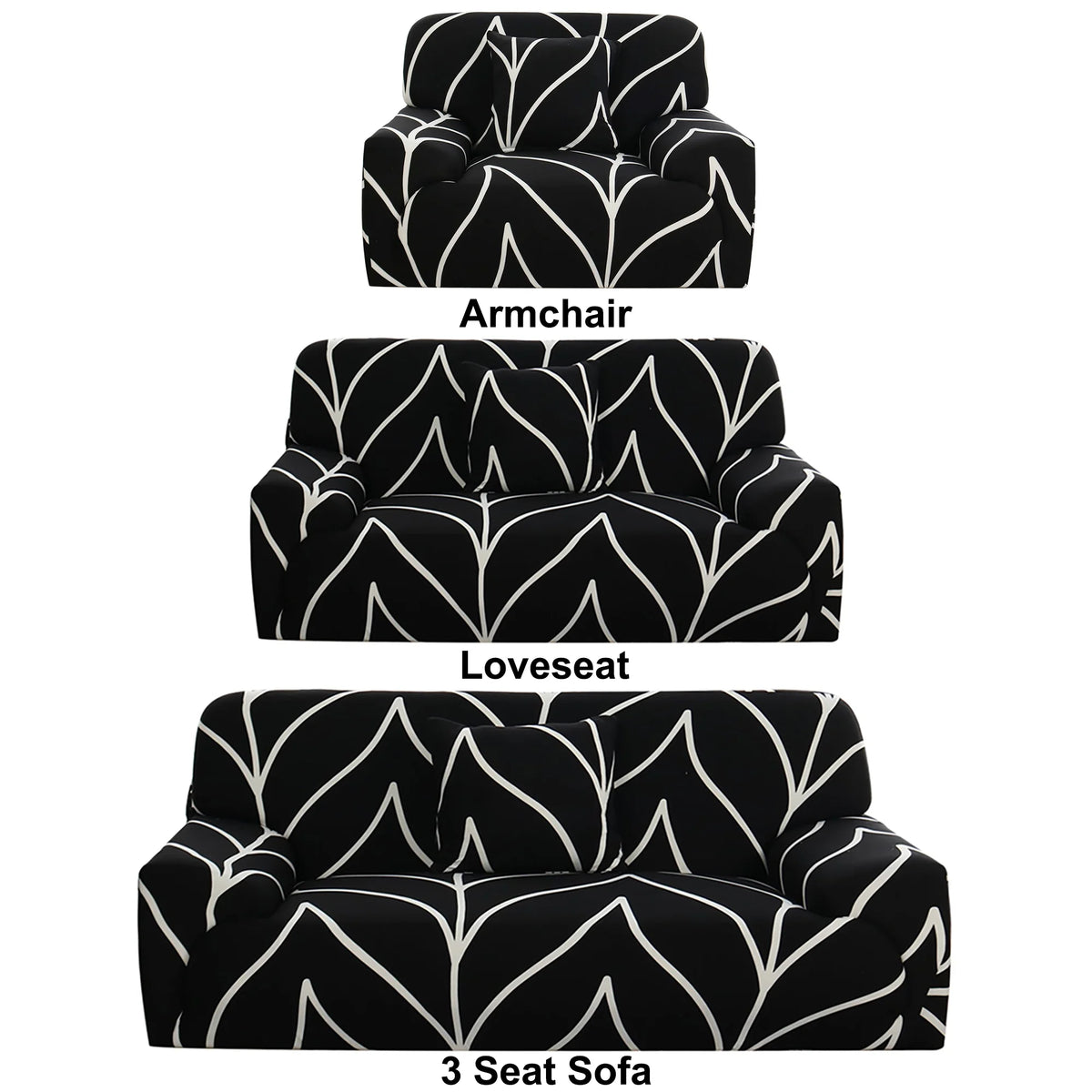 Gray Flower 3pcs Slipcover Set R1850