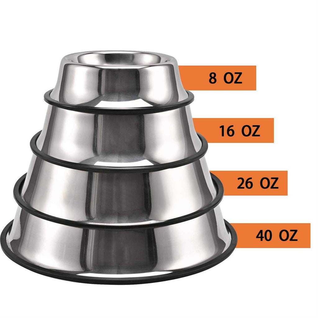 2 Packs Stainless Steel Dog Bowl with Anti-Skid Rubber Base A11994