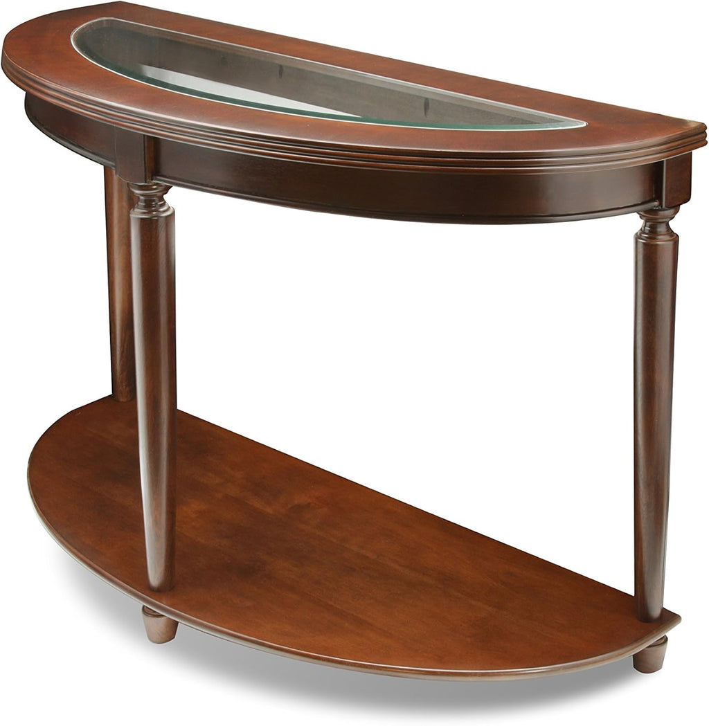 Dark Cherry Finish Glass Top Sofa Table M8375