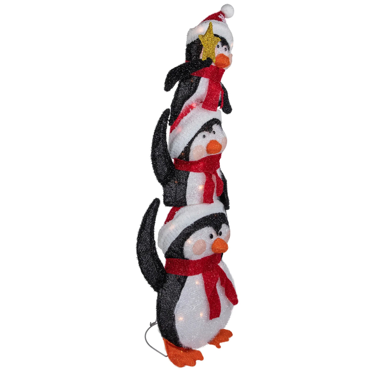 41" Lighted Stacked Penguin Family Outdoor Christmas Decoration E340076