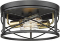 12 Inch 2-Light Farmhouse Flush Mount Ceiling Light Fixture in Matte Black and Brushed Brass Y79004