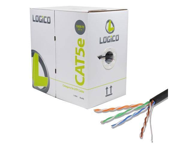 Cat5e Ethernet Cable UTP 1000ft Black Solid Bulk T23116