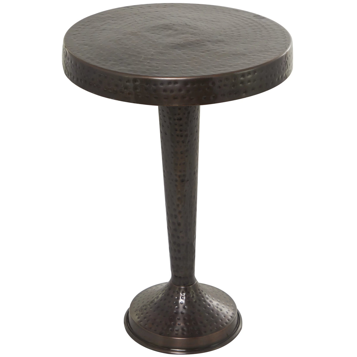 Aluminum Vintage Brown Pedestal Accent Table N452101
