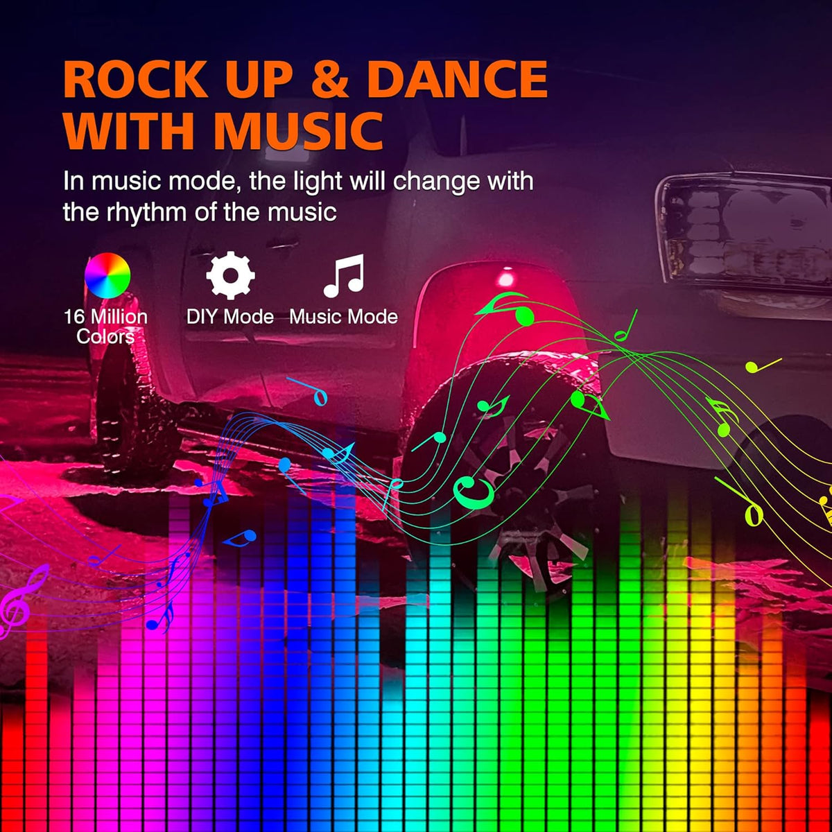4 Pods Multicolor RGB LED Rock Lights Waterproof K821555