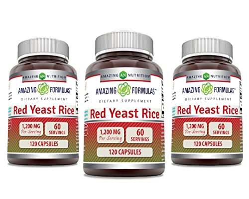 Red Yeast Rice 1200mg Capsules Supplement, 120 Count, 3 Pack M7906