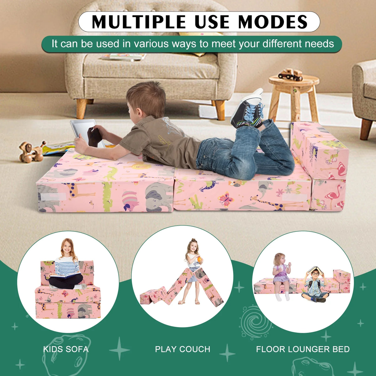 Pink Kids Folding Sofa Bed E992