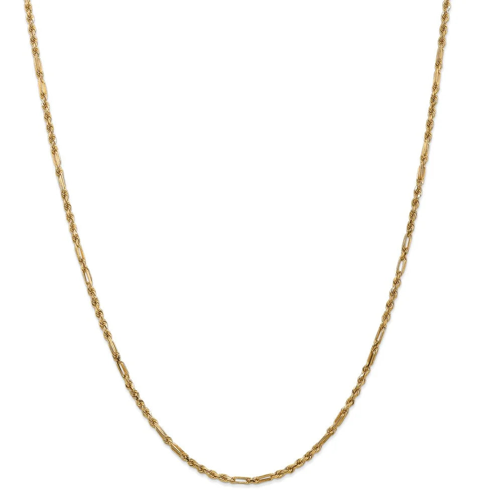 14kt Yellow Gold Diamond Cut Milano Rope Chain 18 inch Lobster Clasp B213