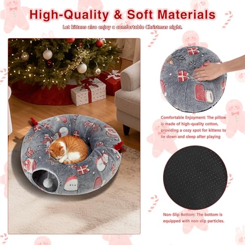 Grey Fluffy Plush Cat Tunnel Bed A7983