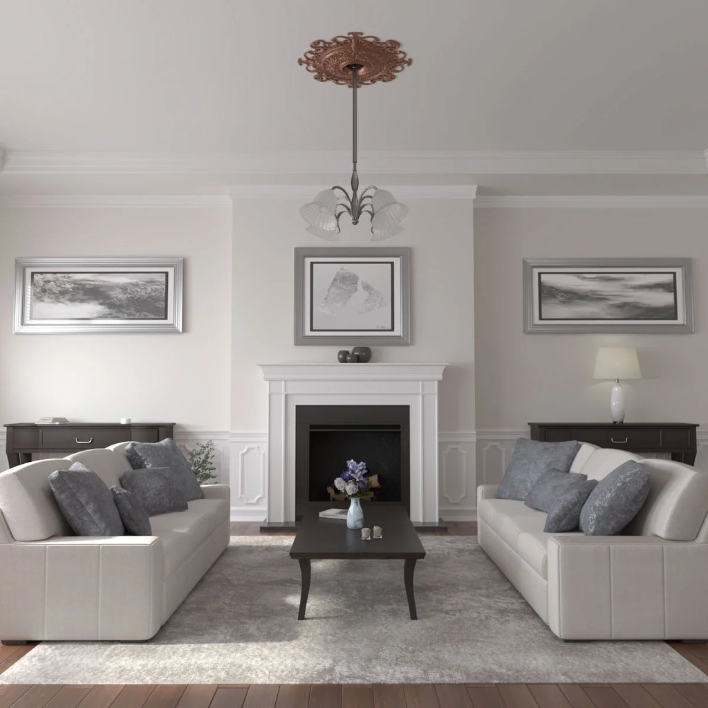 Orleans Ceiling Medallion, Hand-Painted Polished Copper I51388