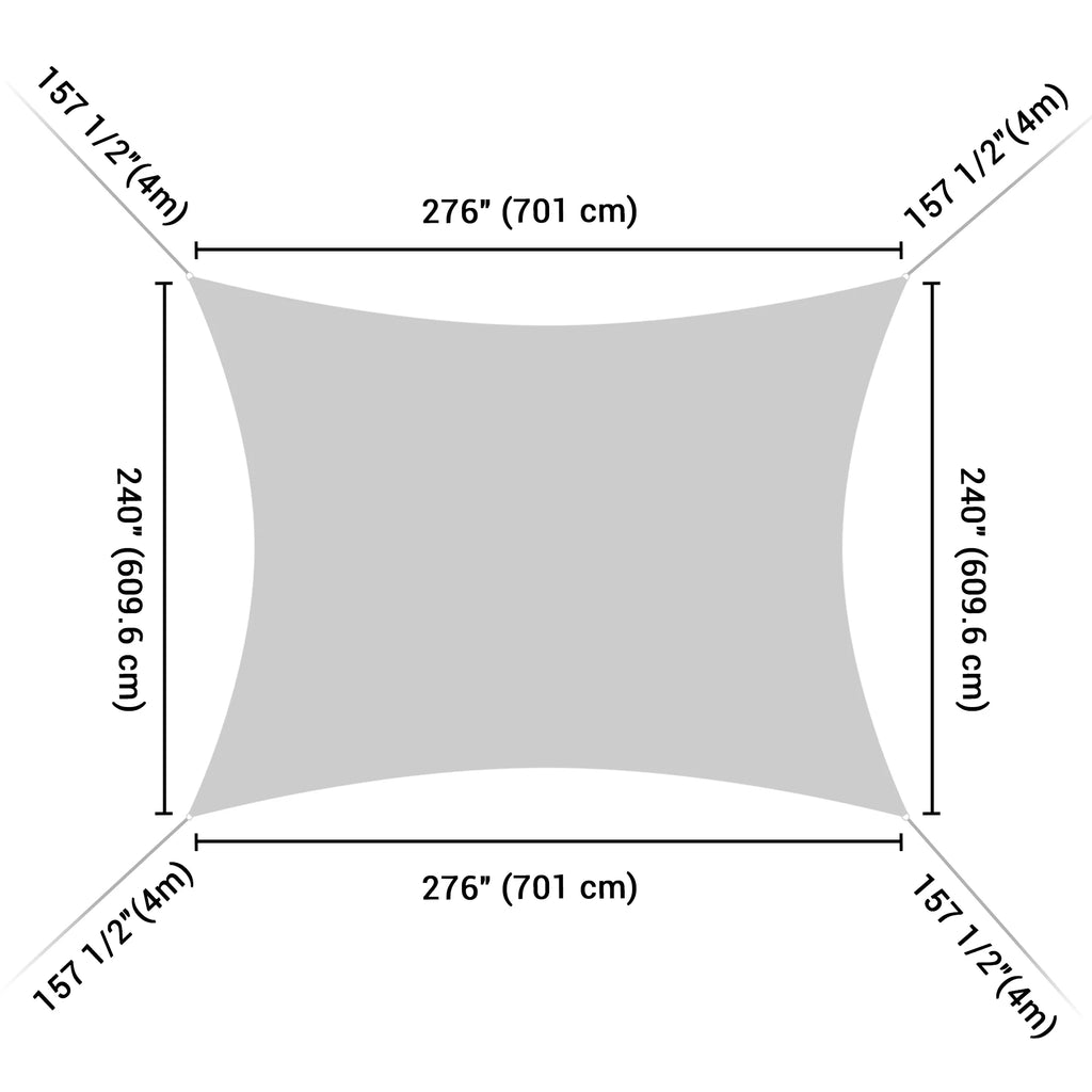 Off White Rectangle Sun Shade Sail Canopy U218