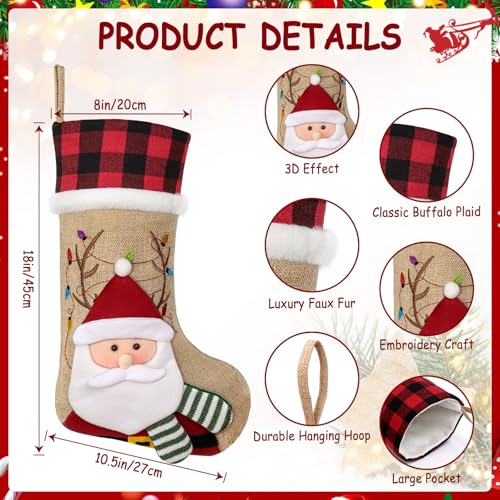 Red Black Buffalo Plaid Christmas Stocking with Faux Fur Cuff Q37125