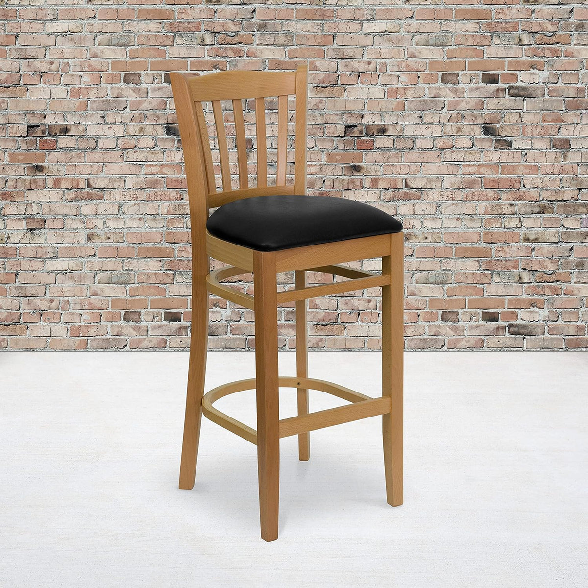 Black Vinyl Vertical Slat Back Barstool T95220