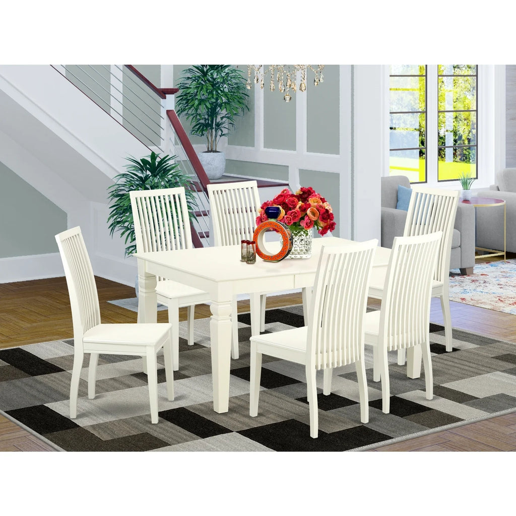 7 Pc Dining Set with Table and 6 Solid Wood Chairs A38943