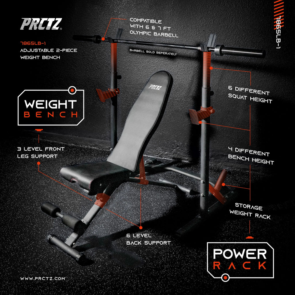 Two-Piece Olympic Weight Bench with Squat Rack I228