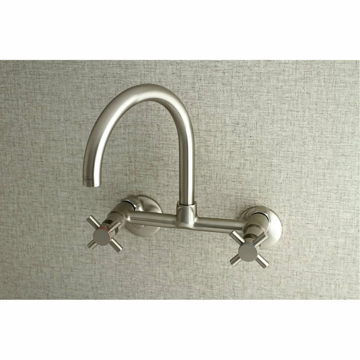 Brushed Nickel Adjustable Center Wall Mount Kitchen Faucet W47615