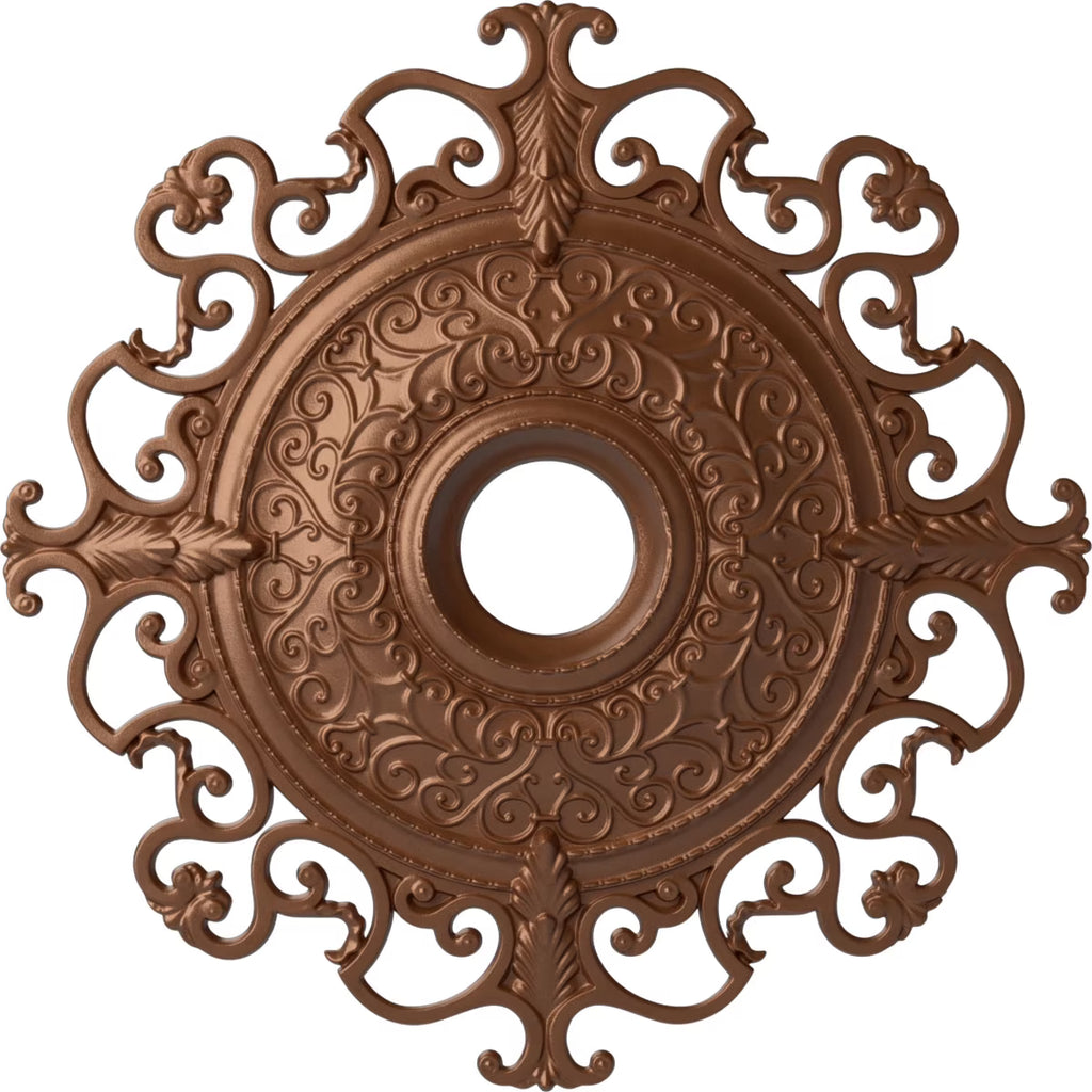Orleans Ceiling Medallion, Hand-Painted Polished Copper I51388