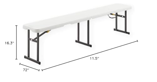 6 Foot Fold-in-Half Bench with Steel Frame, White X628929