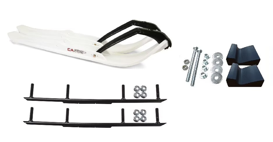 White XPT Snowmobile Skis Complete Kit J4017