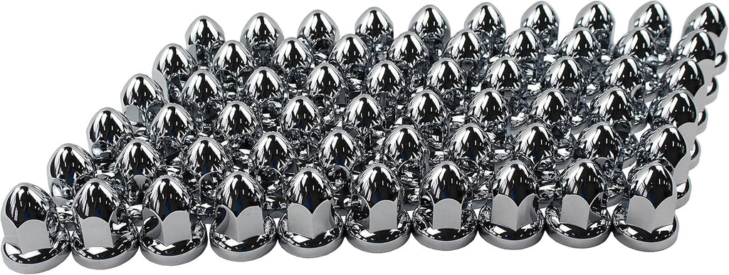 ABS Chrome Plastic 33mm Push-on Bullet Flanged Lug Nut Covers Pack of 40 U2879