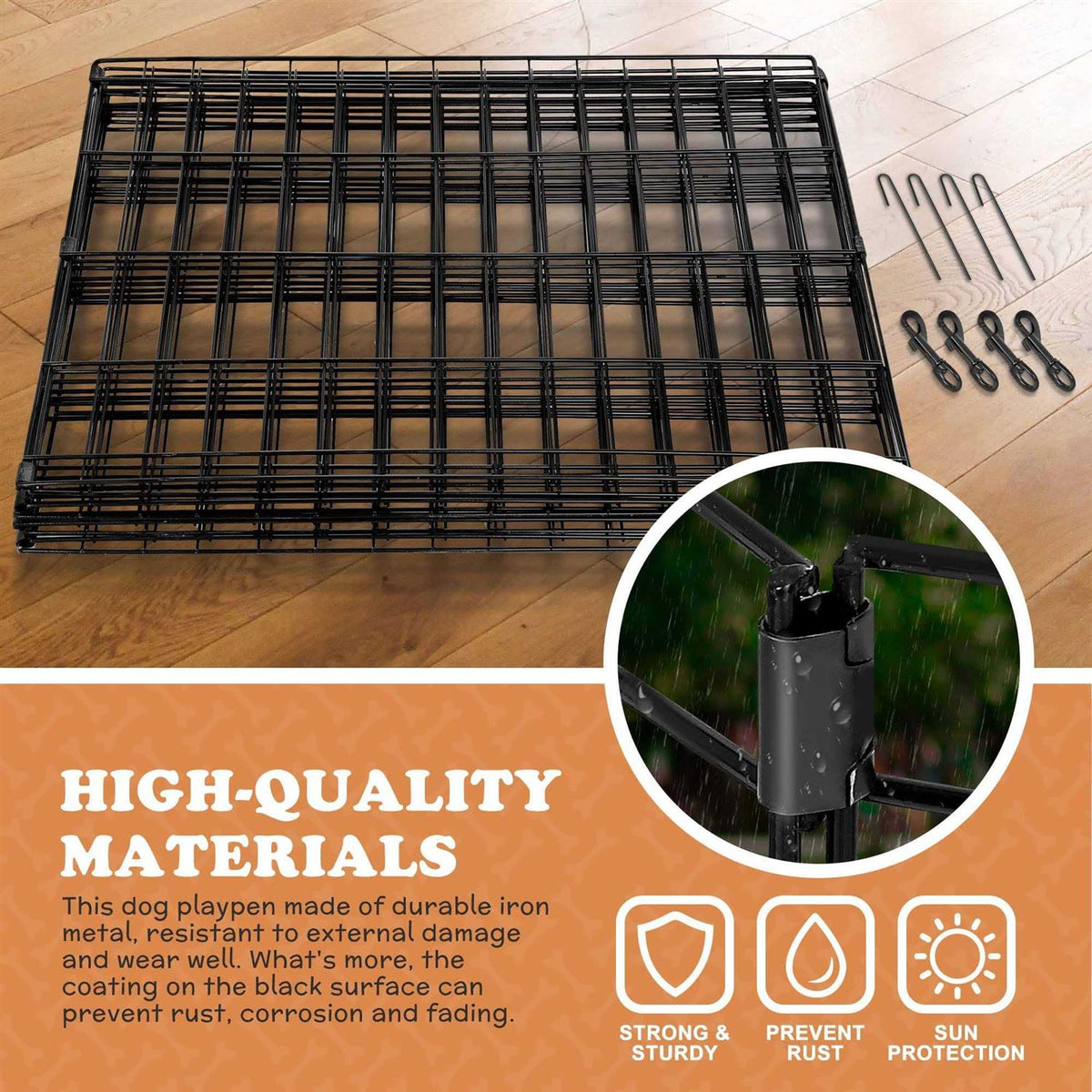 8 Panel Folding Pet Playpen Dog Exercise Pen E2938