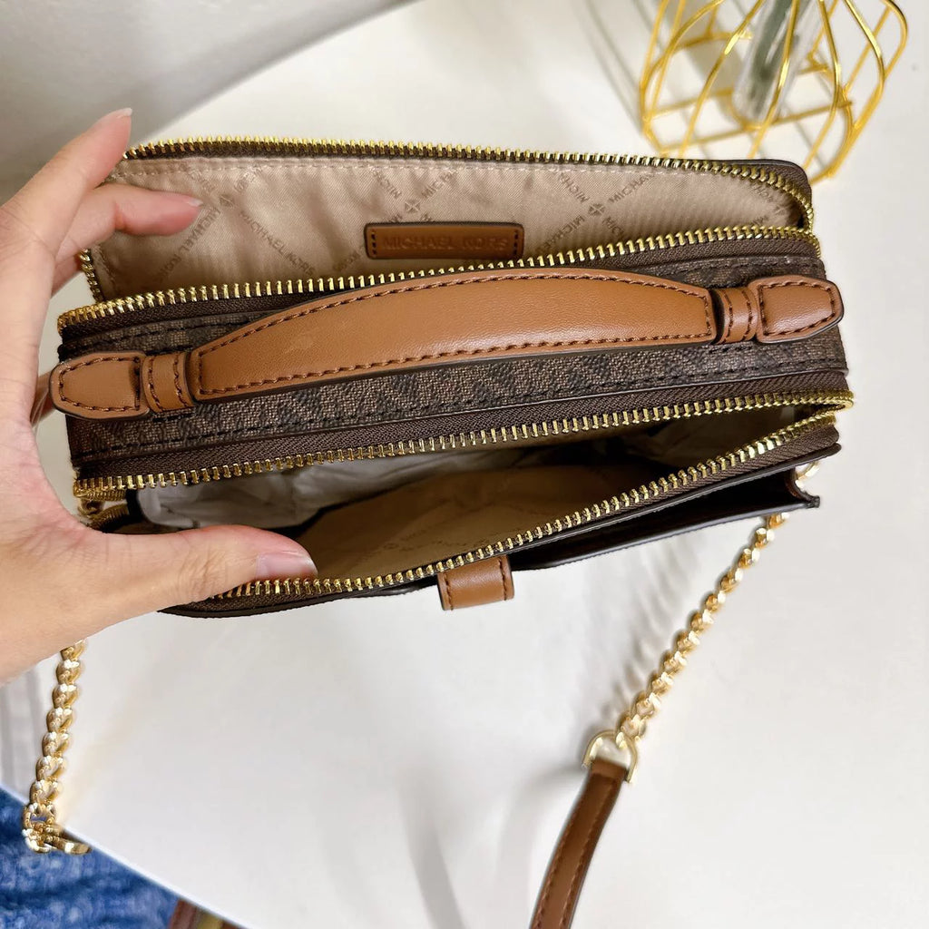 Brown Medium Double Zip Phone Crossbody D525890