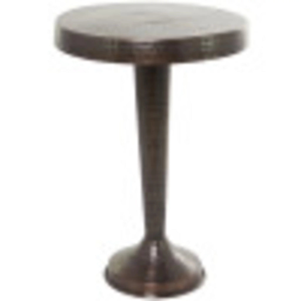 Aluminum Vintage Brown Pedestal Accent Table N452101