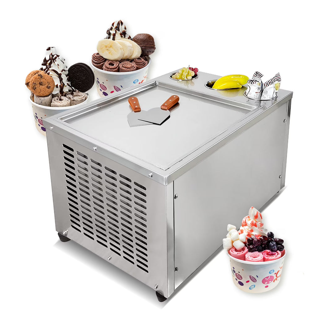 18"x18" Single Pan Roll Ice Cream Machine with 3 Buckets F92165