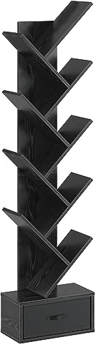 Rustic Brown 7 Shelf Wooden Bookshelf with Drawer D920198