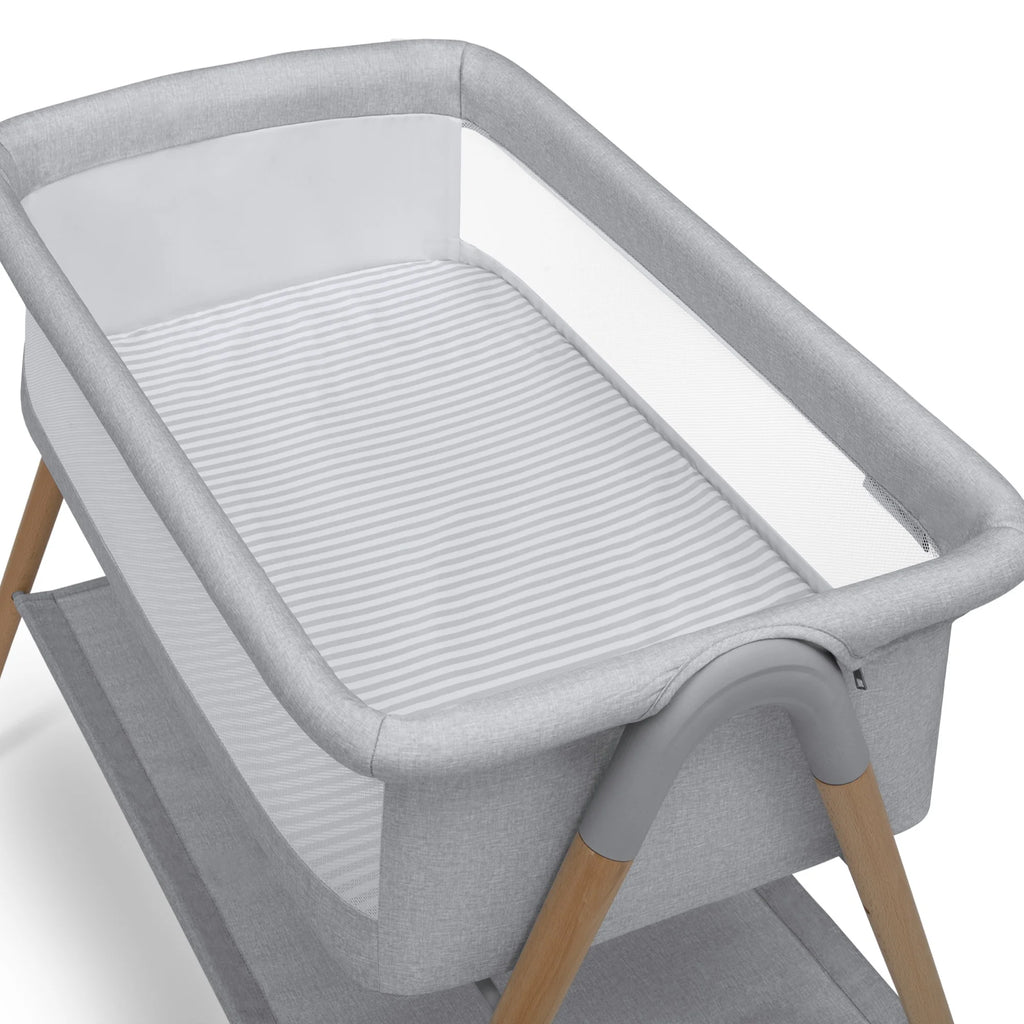 Grey Stripe Bassinet with Breathable Mesh C452983