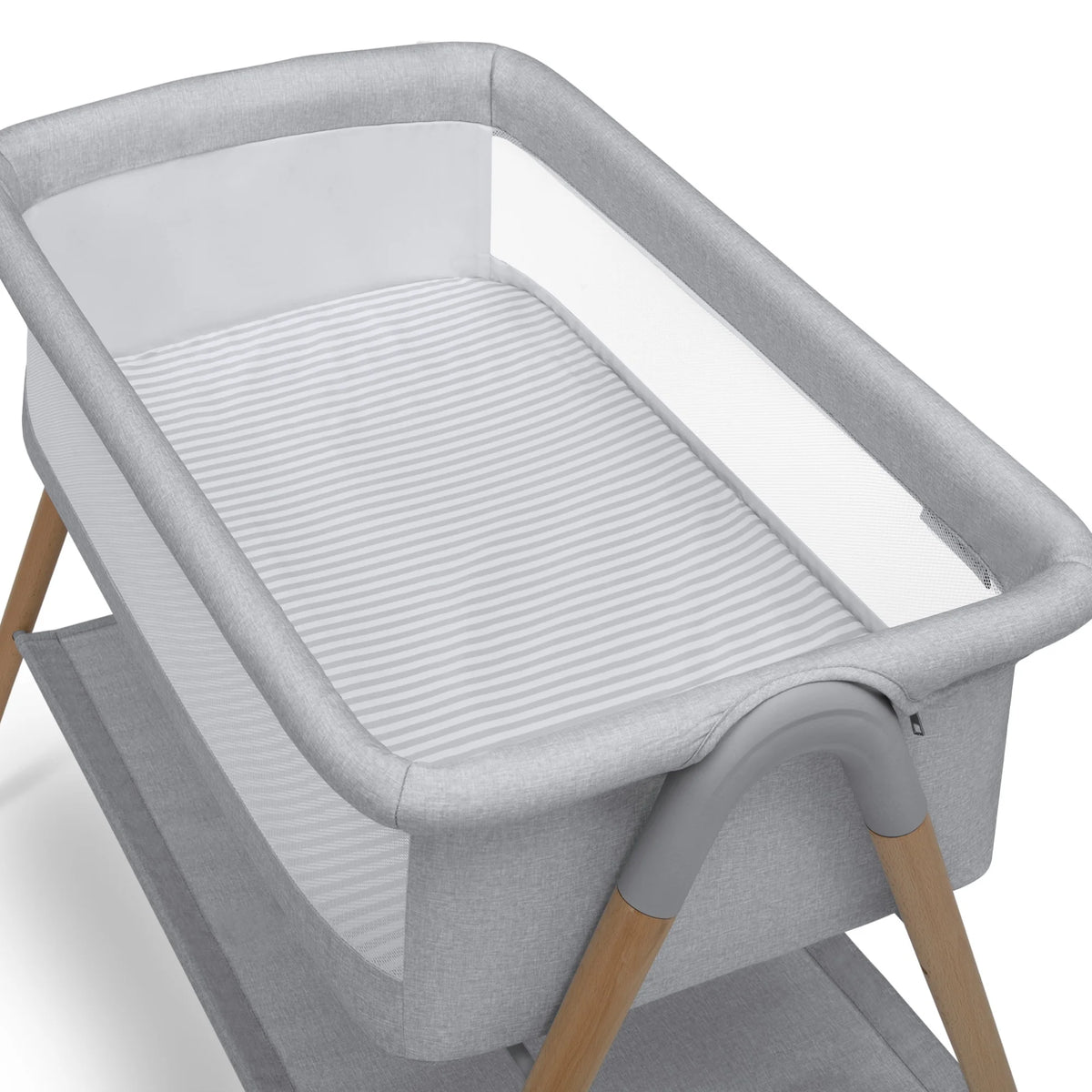 Grey Stripe Bassinet with Breathable Mesh C452983