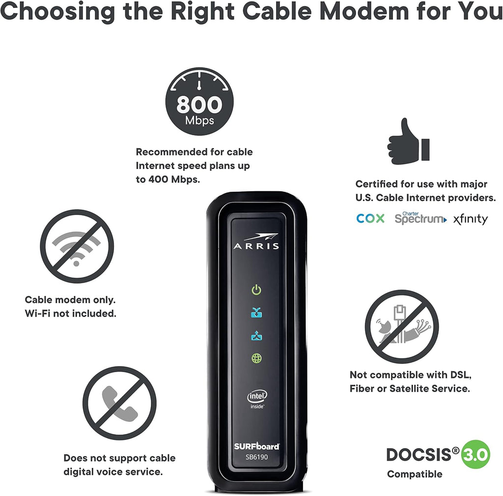 Cable Modem, Black, 800 Mbps T407936