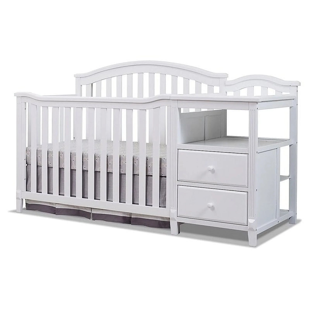 White Baby Crib with Changing Table and Dresser Chest 2 Piece Set L287504