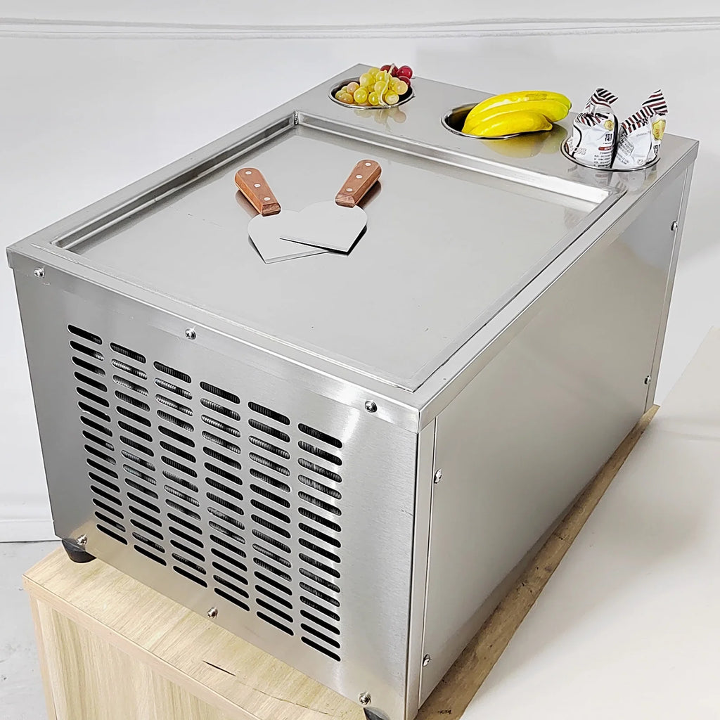 18"x18" Single Pan Roll Ice Cream Machine with 3 Buckets F92165
