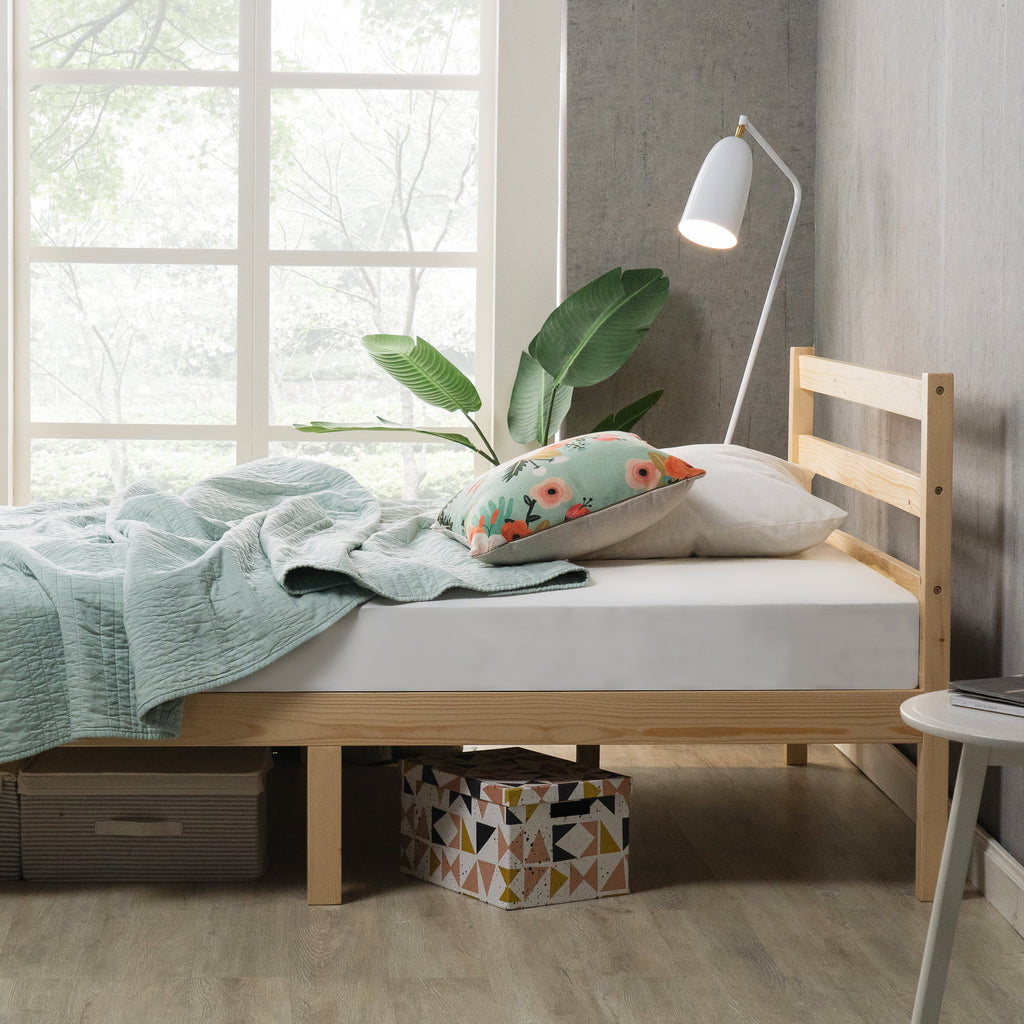 King Wood Platform Bed Frame with Headboard J93222