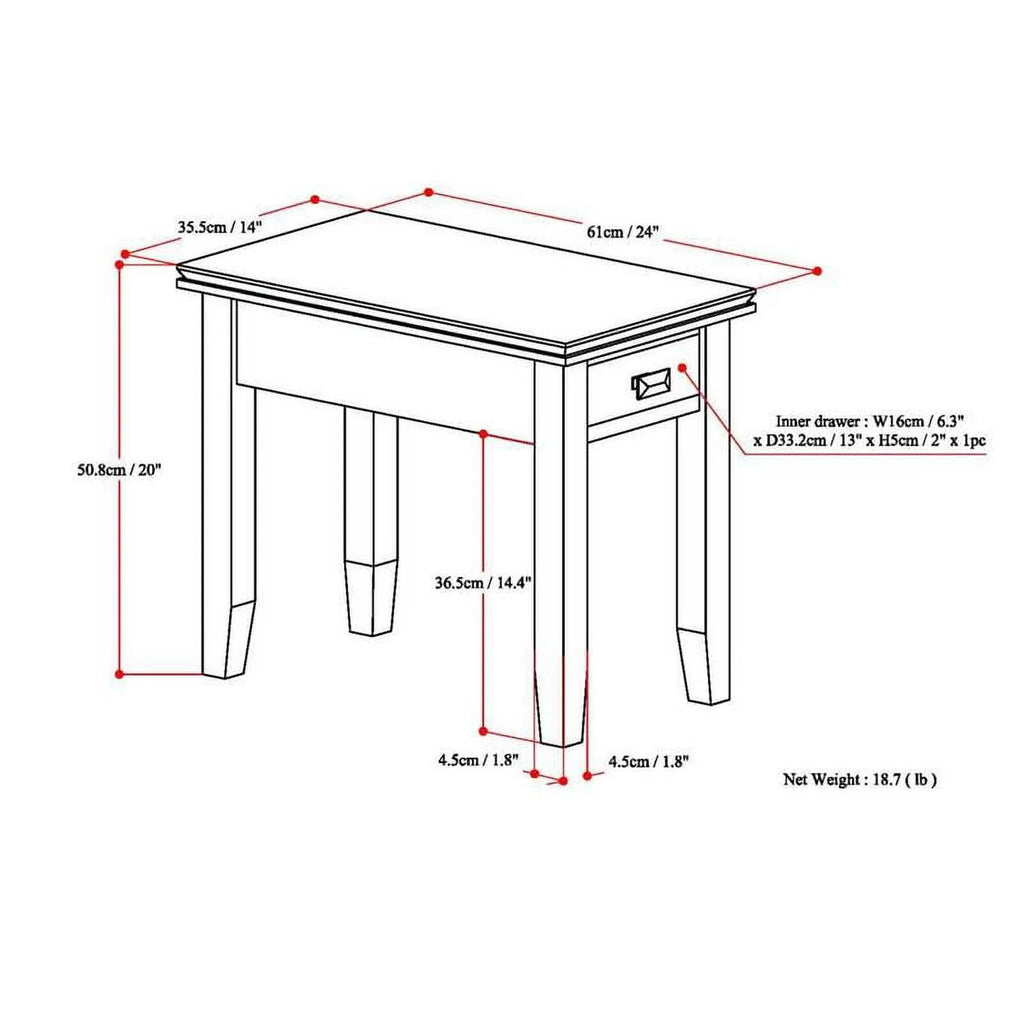 Gray Wood Narrow Side Table L7663