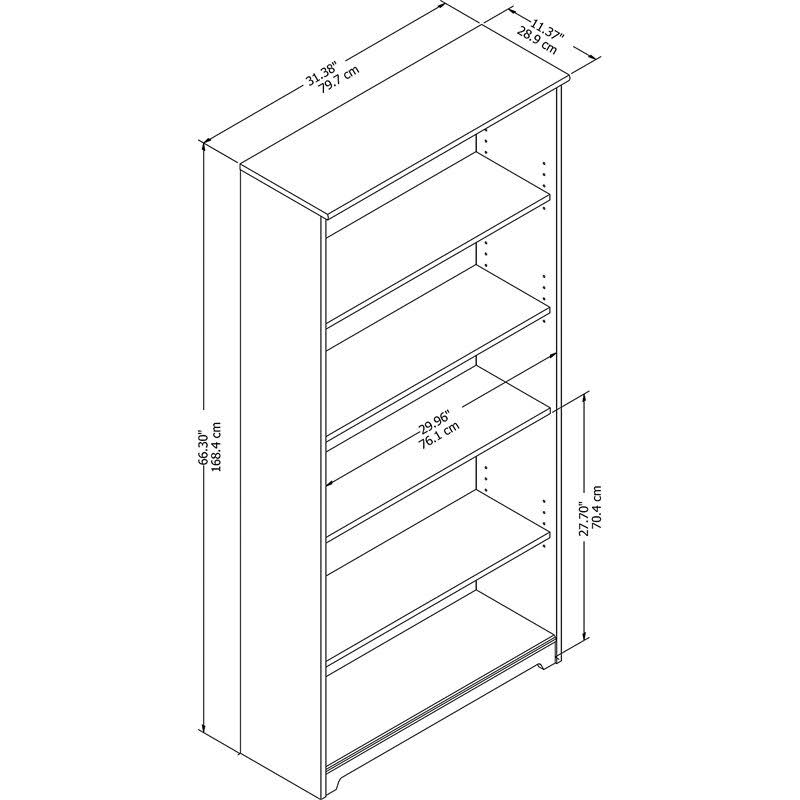 5 Shelf White Bookcase R751