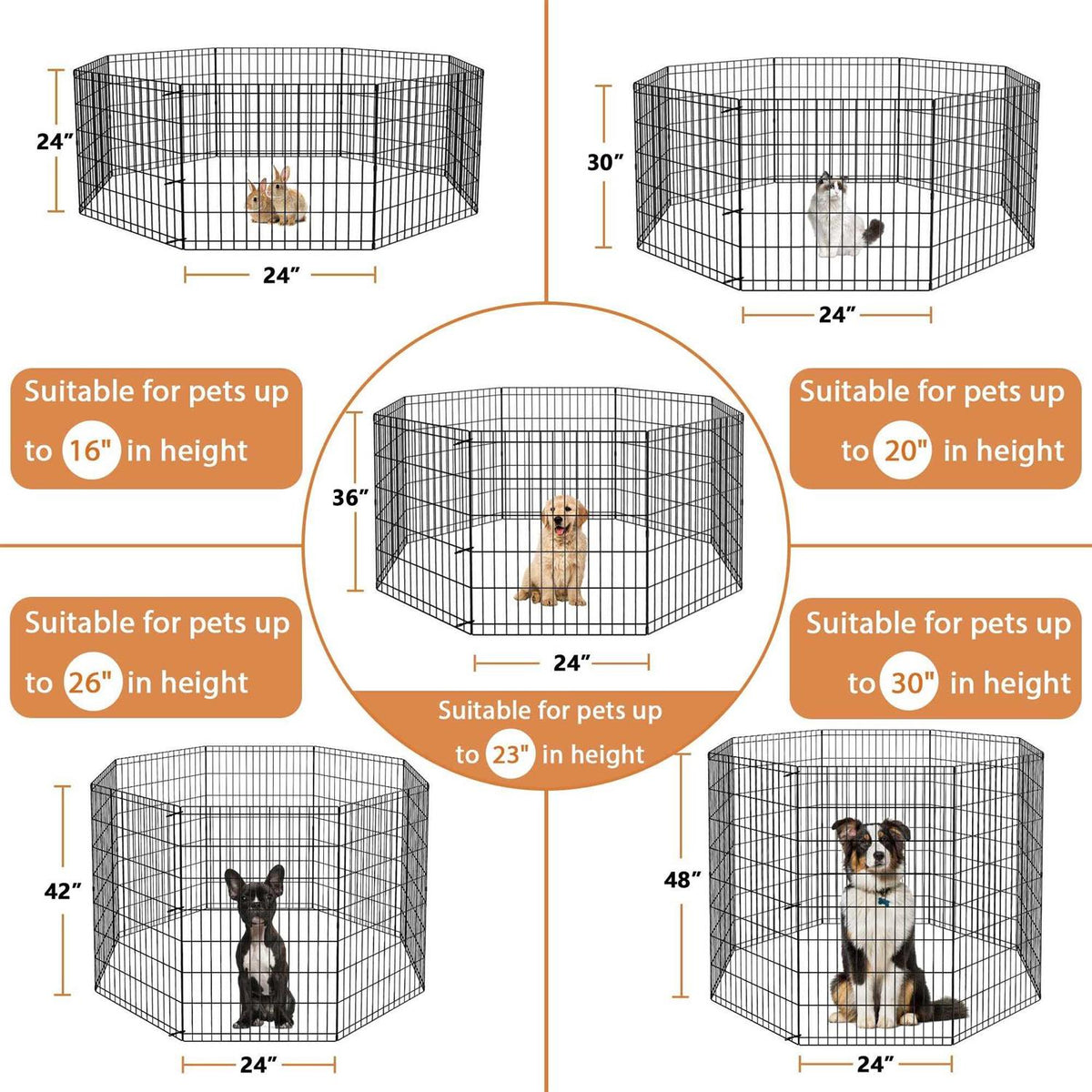 8 Panel Folding Pet Playpen Dog Exercise Pen E2938
